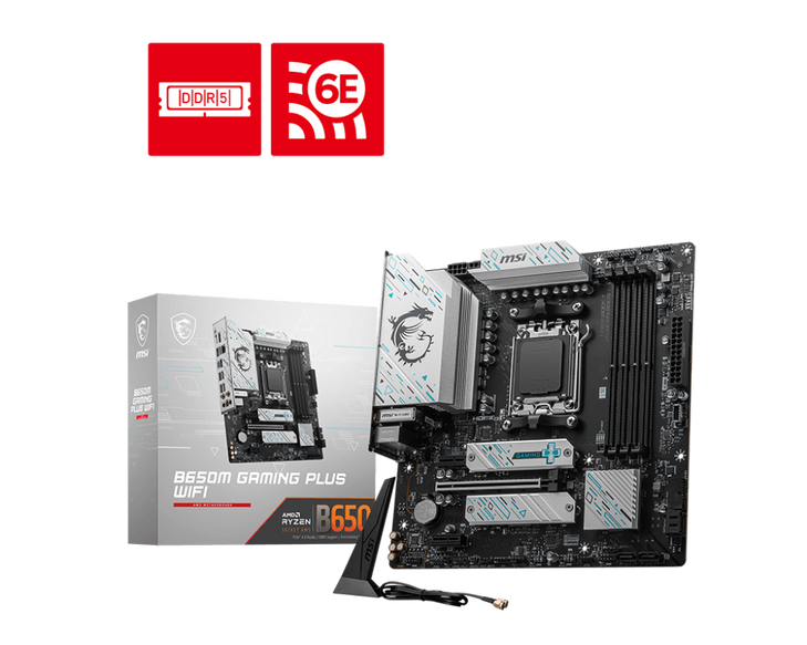 MSI MAG B650M GAMING PLUS WIFI MOTHERBOARD AMD/B650/AM5/mATX/4xDDR5/3xM.2/1xPCI-E(16)+2xPCI-E(1)/WIFI-6E/BT5.3/2.5G LAN/3YR WARR
