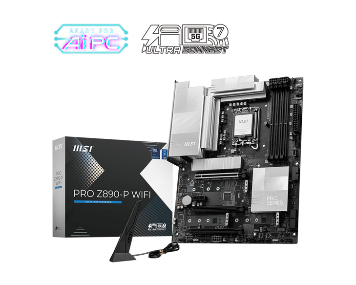 MSI PRO Z890-P WIFI MOTHERBOARD INTEL/Z890/LGA1851/ATX/4xDDR5/4xM.2/3xPCI-E(16)+1xPCI-E(1)/WIFI-7/BT5.4/5G LAN/3YR WARR