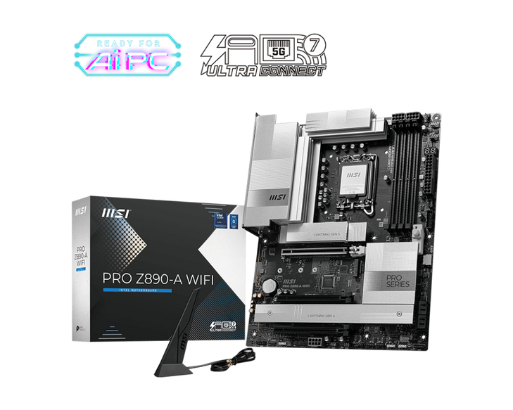 MSI PRO Z890-A WIFI MOTHERBOARD INTEL/Z890/LGA1851/ATX/4xDDR5/4xM.2/3xPCI-E(16)/WIFI-7/BT5.4/5G LAN/3YR WARR