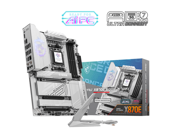 MSI MPG X870E EDGE TI WIFI MOTHERBOARD AMD/X870E/AM5/ATX/4xDDR5/4xM.2/3xPCI-E(16)+1xPCI-E(1)/WIFI-7/BT5.4/5G LAN/3YR WARR