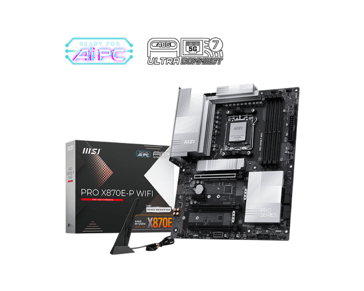 MSI PRO X870E-P WIFI MOTHERBOARD AMD/X870/AM5/ATX/4xDDR5/3xM.2/3xPCI-E(16)+1xPCI-E(1)/WIFI-7/BT5.4/5G LAN/3YR WARR