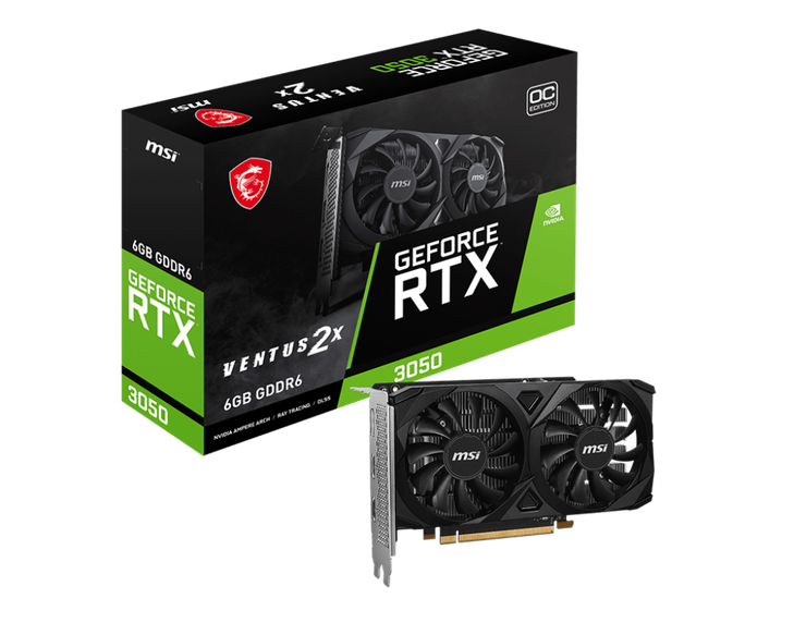 6GB MSI RTX 3050 VENTUS 2X E 6G OC GPU RTX 3050/6GB GDDR6/1492MHz/Cuda 2304/Dual Fan/2xHDMI+1xDP-3YR Warr