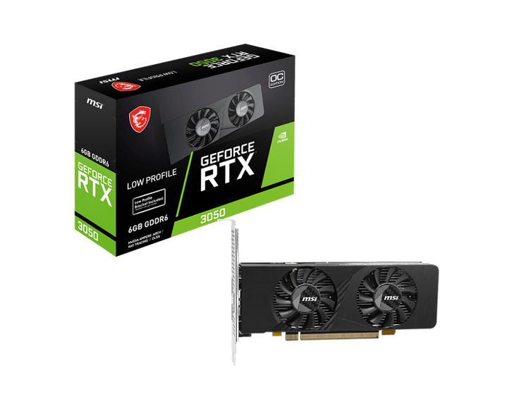6GB MSI RTX 3050 LP E 6G OC GPU RTX 3050/6GB GDDR6/1492MHz/Cuda 2304/Dual Fan/2xHDMI+1xDP/Low Profile-3YR Warr