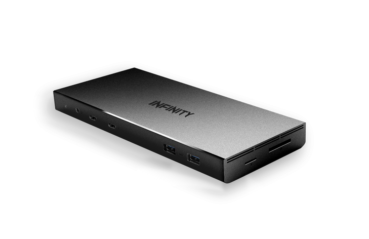 INFINITY THUNDERBOLT 3 DOCKING STATION BLACK DOCKING/2xTBT3/3xUSB3.1 TYPE-A+1xUSB3.1 TYPE-C/RJ45/DP+Mini DP+HDMI/SD/AUDIO