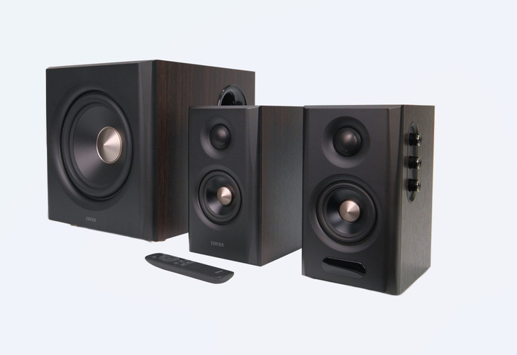 Edifier S355DB Tri-amped 2.1 speaker with high-fidelity sound and  versatile connectivity -WALNUT