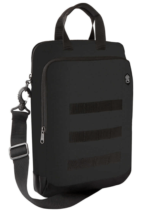 STM (ACE VERTICAL SUPER CARGO) LAPTOP SHOULDERBAG, FITS UP TO 11", BLACK , 3YR WTY