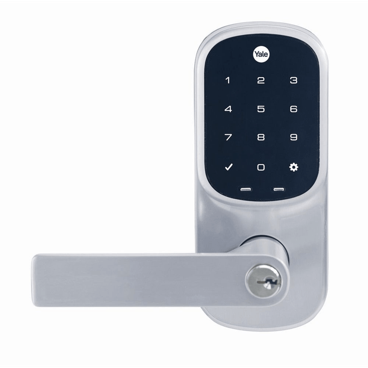 YALE ASSURE KEYED LEVER SATIN CHROME WITH YALE HOME MODULE 1YR
