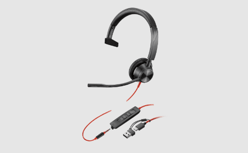 HP POLY BLACKWIRE 3315 MS MONO CORDED HEADSET USB-A (SOH ONLY NO BACKORDERS)