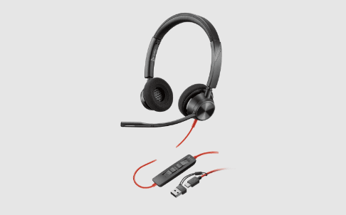 HP POLY BLACKWIRE 3320 MS STEREO CORDED HEADSET INCLUDING USB-A ADAPTOR