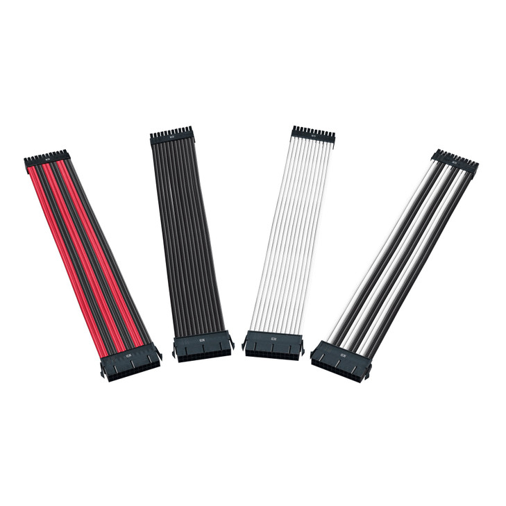 COOLER MASTER WHITE SLEEVED COLORED EXTENSION CABLE KIT 30CM LENGTH PVC SLEEVING 16AWG