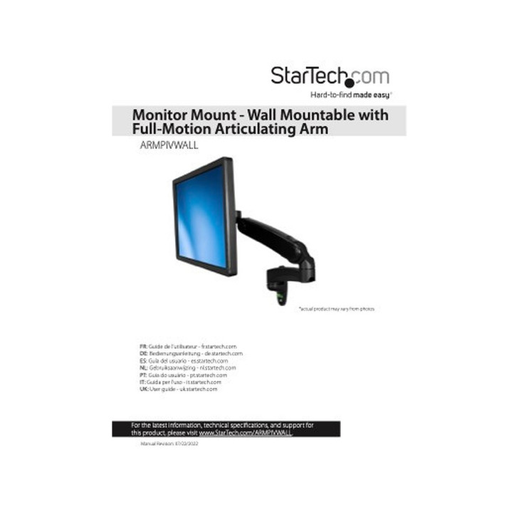 STARTECH WALL MOUNTABLE DUAL MONITOR ARM