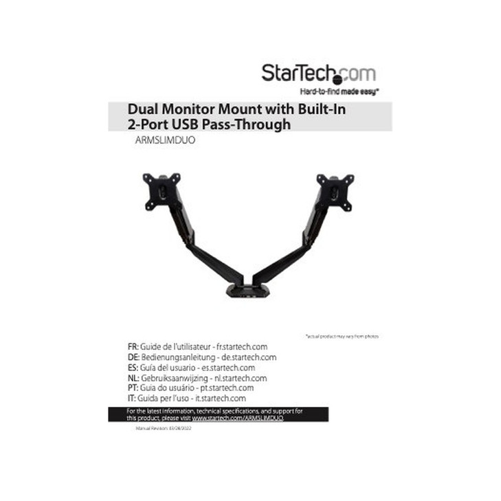 STARTECH DUAL MONITOR DESK MOUNT <32" <8KG FULL MOTION H/ADJ VESA ERGO 5YR