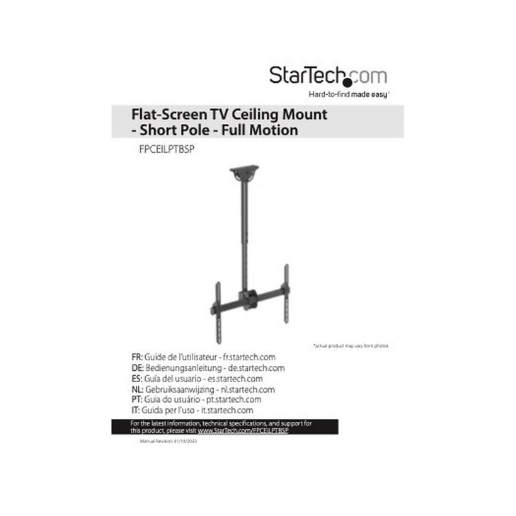 STARTECH CEILING TV MOUNT TELESCOPIC 1-1.5M POLE 32" TO 75" 5YR