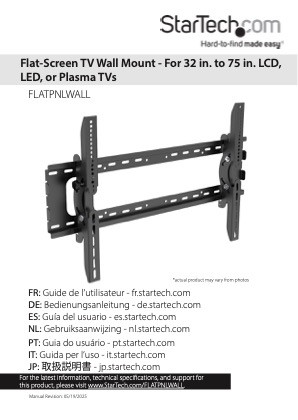STARTECH TV WALL MOUNT FLAT 32"-75" <75KG UP TO 600X400 VESA BLACK 5YR