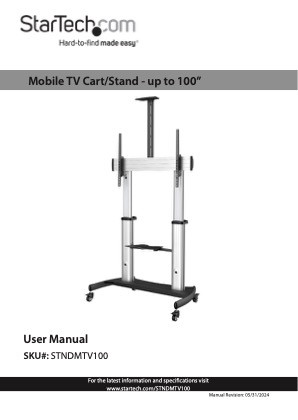 STARTECH TV CART - 60" - 100" DISPLAYS - H/ADJ AV CART 5YR