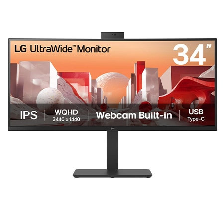 LG 34" (21:9) WQHD CURVED IPS HDMI(2) DP USB-C 90W LAN CAM KVM H/ADJ VESA 3YR