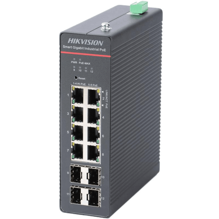 HIKVISION DS-3T1512HP-SI-8P4F 8 PORT GIG POE SWITCH 4X SFP PORTS PORTS 1-4 HI-POE 300W