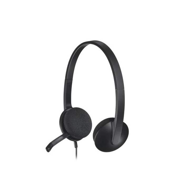 H340 USB HEADSET - BLACK  LOGITECH USB HEADSET H340. INTERNET CALLS AND STEREO SOUND  IN SECONDS. ACHIEVE QUALITY AUDIO QUICKLY AND EASILY BY PLUGGING IN THE USB CONNECTION