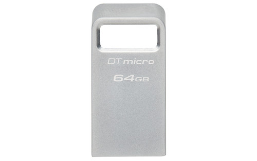 Kingston DataTraveler Micro DTMC3G2 64 GB USB 3.2 (Gen 1) Type A Flash Drive - Silver - 200 MB/s Read Speed