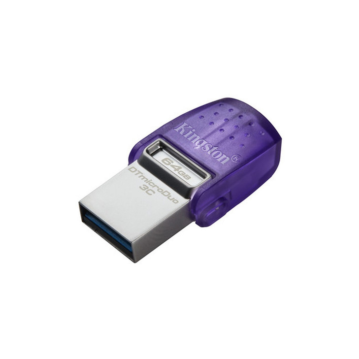 Kingston DataTraveler microDuo 3C DTDUO3CG3 64 GB USB 3.2 (Gen 1) Type C Flash Drive - Purple - 200 MB/s Read Speed