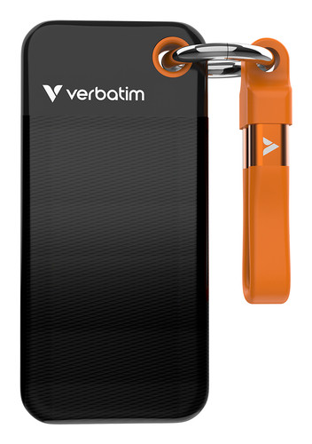 Verbatim Pocket 1 TB Portable Solid State Drive - M.2 External - Black, Orange - Notebook, Desktop PC Device Supported - USB 3.2 (Gen 2) Type C - 2 Year Warranty - 1 / Pack
