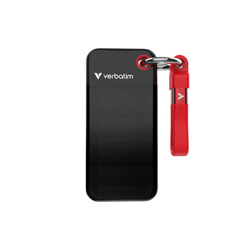Verbatim Pocket 1 TB Portable Rugged Solid State Drive - M.2 External - Black, Red - Desktop PC, Notebook Device Supported - USB 3.2 (Gen 2) Type C - 1000 MB/s Maximum Read Transfer Rate