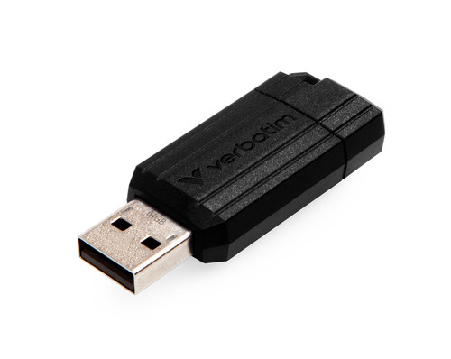 Verbatim PinStripe 64 GB USB 2.0 Type A Flash Drive - Black - 10 MB/s Read Speed - 4 MB/s Write Speed - 2 Year Warranty - 1 Each