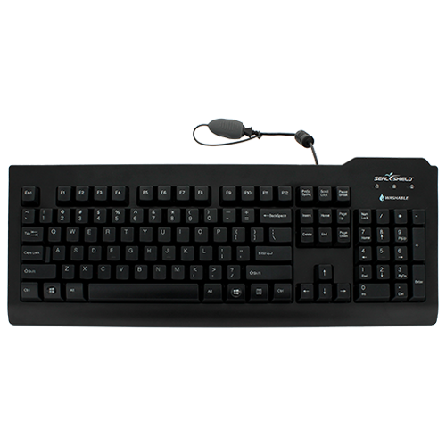 Seal Clean# Keyboard w/ Key Locking Function - Dishwasher Safe - ANSI / QWERTY / US ENGLISH / Quick Connect USB Cable / Black - CE / FCC / IC / IPx8 / REACH / RoHS3 Compliant / White