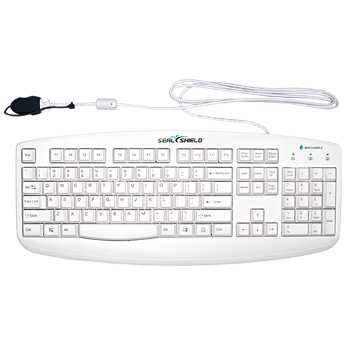 Silver Storm Medical Grade True Type Keyboard Washable Plastic Standard Style Long Cable with Seal Cap White USB - QWERTY US English
