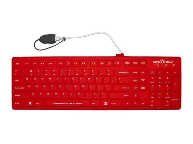 Seal Silk Pro Keyboard Red - Full Size - Washable & Waterproof - IP68 certified - Compatible with industrial-grade cleaners & disinfectants - Quick Connect w/6ft Extension Cable