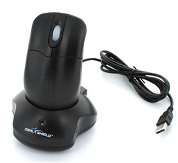 Waterproof RF Wireless 1000 DPI Optical Mouse with Scroll Wheel + 2 Button Charging Base with Integrated 3 Port Black USB Hub AES128 Encryption Visible On/Off LED Indicator Black