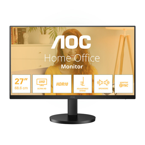AOC U27B3AF 27 UHD 4K 3840X2160 60HZ IPS PANEL 16:9 W-LED MONITOR 4MS HDMI/DP EARPHONE BUILT-IN SPEAKERS TILT/HEIGHT ADJUSTABLE VESA100X100 3 YEARS WARRANTY