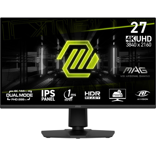 MSI MAG 275UPD E14 27-Inch 4K UHD Gaming Monitor 3840 x 2160 IPS 288Hz 1ms HDR ready Eye care Dual-Mode HDMI 2.1 DP 1.4a Frame-less Tilt/Height Adjustable Vesa Mount Black
