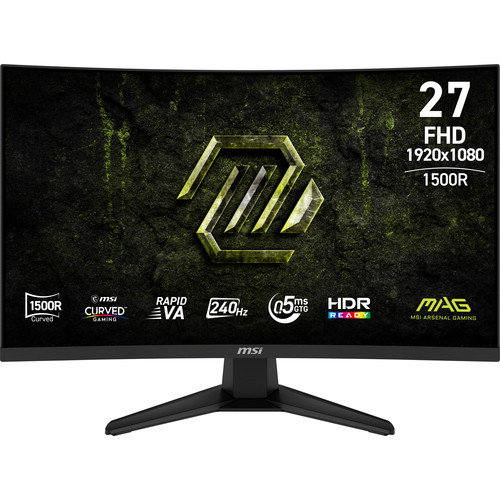 MAG 275CF X24 27-Inch FHD Gaming Monitor 1920x1080 Rapid VA Curved 1500R 240Hz 0.5ms Eye care HDMI 2.0b DP 1.2a Tilt Adjustable Vesa Mount Black