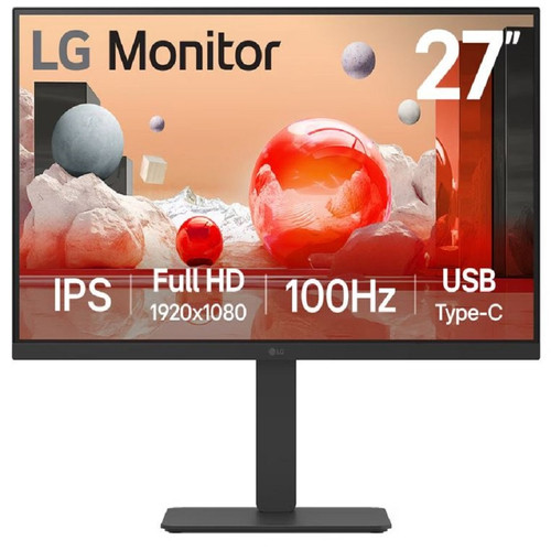 LG 27BA650-B 27" Class Full HD LCD Monitor - 16:9 - Matte Black - 27" Viewable - In-plane Switching (IPS) Technology - 1920 x 1080 - 16.7 Million Colours - 250 cd/m² - 5 ms - Speakers - Swivel, Height, Tilt, Pivot - USB Type-C - HDMI - VGA - DisplayPort - VESA Mount Compatible - Speaker, KVM Switch