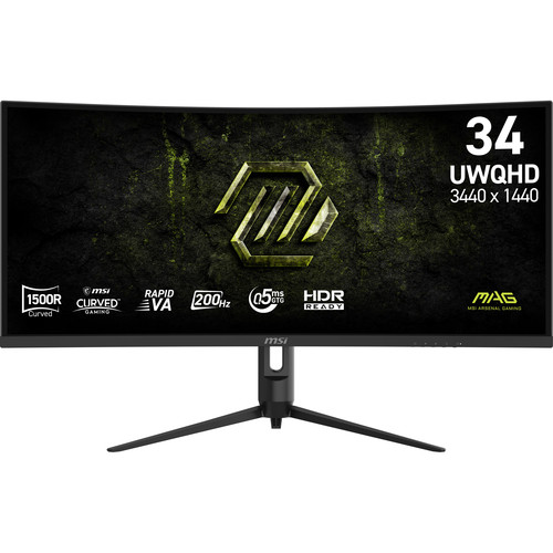 MSI MAG 342CQRF E20 34-Inch UWQHD Gaming Monitor 3440x1440 1500R Curved Rapid VA Panel 200Hz 0.5ms Adaptive-Sync HDMI 2.0 DP 1.4a