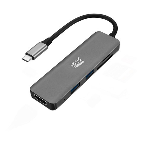 Adesso AUH-4020 USB Type C Docking Station for Monitor, Notebook, Tablet, Smartphone - Charging Capability - Memory Card Reader - SD - 4K @30Hz - 3840 x 2160 - 3 x USB Ports - 2 x USB 3.0