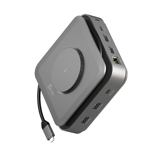 j5create JCD3199 USB Type C Docking Station for TV - Charging Capability - Memory Card Reader - SD - Space Gray - 2 Displays Supported - 4K, 4K @ 60Hz - 3840 x 2160 - 5 x USB Ports - 2 x USB Type-A Ports - USB Type-A - 3 x USB Type-C Ports - USB Type-C - 1 x RJ-45 Ports - Network (RJ-45) - HDMI - Wired - Gigabit Ethernet - Windows 10, Windows 11, Mac OS X 11.0 Big Sur, Mac OS X 12.0 Monterey, Mac OS X 13.0 Ventura, Mac OS X 10.14 Mojave - 140W