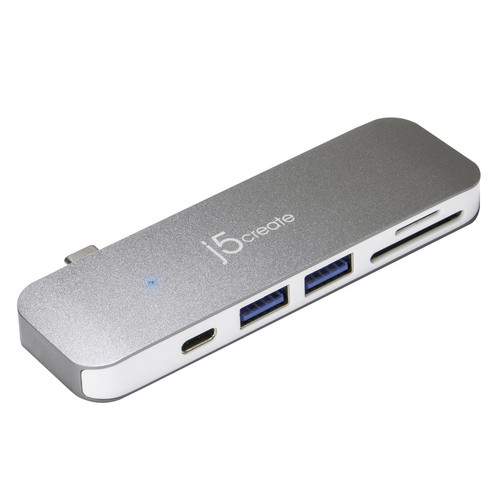 j5create UltraDrive JCD388 USB 3.1 Type C Docking Station for Notebook, Desktop PC, Card Reader, Smartphone, Monitor, MacBook - Charging Capability - Memory Card Reader - SD - Grey - 3 x USB Ports - 2 x USB 3.0 - 2 x USB Type-A Ports - USB Type-A - 1 x USB Type-C Ports - USB Type-C - Wired - Windows