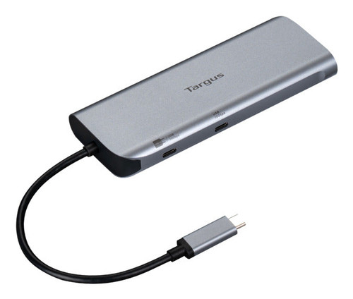 Targus USB 3.2 (Gen 2) Type C Docking Station for Notebook, Mouse, Keyboard, Flash Drive - Charging Capability - Silver - Portable - 2 Displays Supported - 4K @ 60Hz - 3840 x 2160 - 2 x USB Type-A Ports - USB Type-A - 2 x USB Type-C Ports - USB Type-C - 1 x RJ-45 Ports - Network (RJ-45) - 2 x HDMI Ports - HDMI - Gigabit Ethernet - Windows, macOS, Android, ChromeOS, Linux - 140W