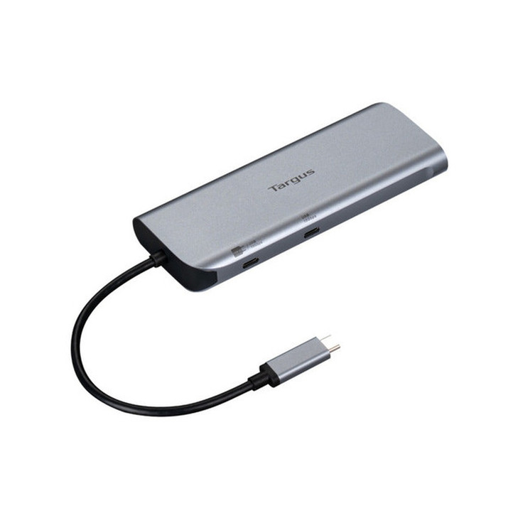 Targus USB 3.2 Gen 2 Type C Docking Station for Notebook, Mouse, Keyboard, Flash Drive - Charging Capability - Silver - Portable - 2 Displays Supported - 4K @ 60Hz - 3840 x 2160 - 2 x USB Type-A Ports