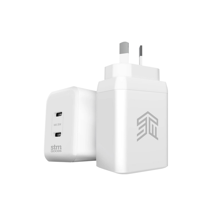 35W GAN POWER ADAPTER (2 X USB-C) - WHITE
