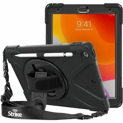 Strike Rugged Case with Hand Strap and Lanyard For Apple iPad 10.2 (7th Gen 8th Gen 9th Gen)