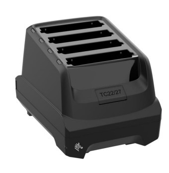 TC22/TC27 4-Slot Battery Charger Charges up to four Li-ion batteries. Power Supply DC cable and country specific AC line cord sold separately(PWR-BGA12V50W0WW CBL-DC-388A1-01)