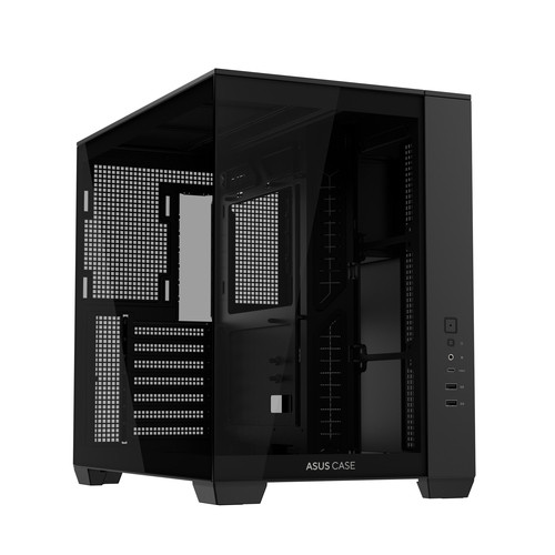 ASUS A32 Black ATX dual-chamber case with panoramic design supporting up to 420mm graphics cards in length 360mm radiators and CPU air coolers up to 165mm in height