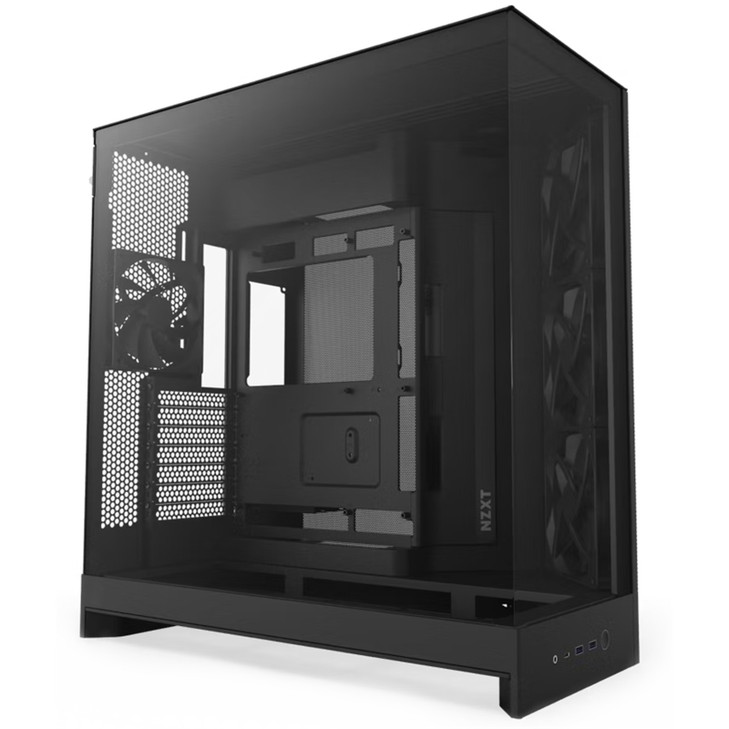 NZXT H9 Flow CM-H92FB-01 Computer Case - ATX Motherboard Supported - Mid-tower - Glass, Tempered Glass, Steel, Galvanized Cold Rolled Steel (SGCC) - Black - 8 x Bay(s)