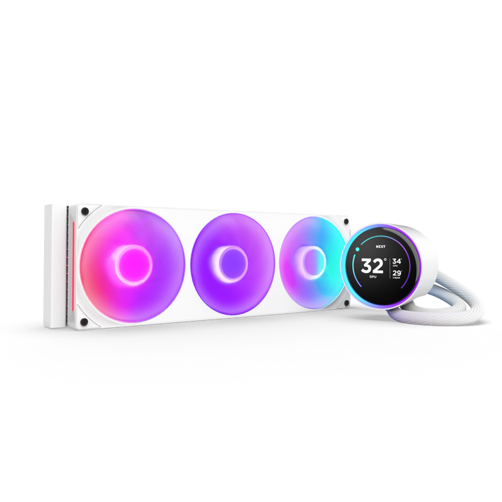 NZXT Kraken Elite 420 RGB RL-KR42E-W2 1 Cooling Fan/Radiator/Pump - CPU, Processor - 3 x Fan(s) - 167.54m³/h Maximum Airflow - 2000 rpm - Liquid Cooler Cooler - Fluid Dynamic Bearing