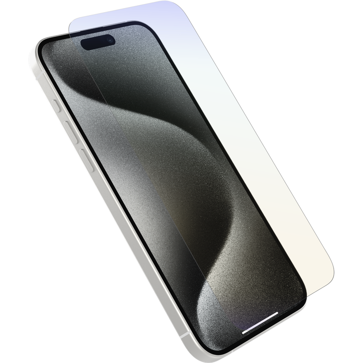 OtterBox Premium Pro Glass 9H Aluminosilicate Screen Protector for Apple iPhone 15 Pro Max - Clear - For LCD Smartphone - Anti-microbial - Blue Light Reduction - Drop Resistant, Scratch Resistant, Fingerprint Resistant