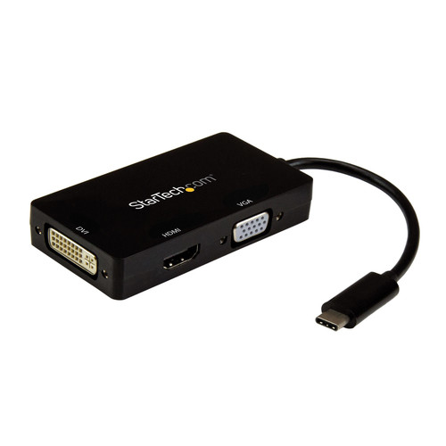 StarTech USB-C Multiport Video Adapter - 3-in-1 USB Type-C Video Adapter - USB-C to VGA, DVI, HDMI - 4K 30 Hz - CDPVGDVHDBP