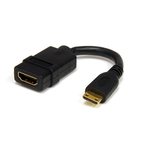 StarTech 5in Mini HDMI to HDMI Adapter, 4K High Speed HDMI Adapter, 4K 30Hz Ultra HD High Speed HDMI Adapter, UHD Mini HDMI Adapter 4K - Cable for Camera, Monitor, TV, Projector